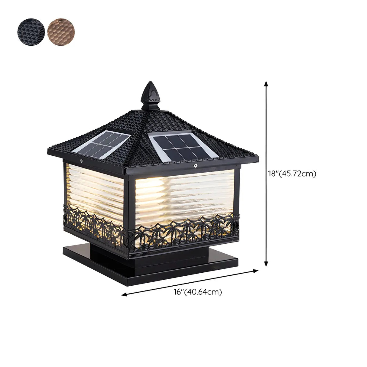 Golden Vintage Square Solar Outdoor Bronze Table Lamp Image - 20