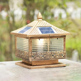 Golden Vintage Square Solar Outdoor Bronze Table Lamp Image - 3