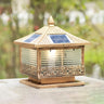 Golden Vintage Square Solar Outdoor Bronze Table Lamp Image - 3