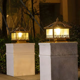 Golden Vintage Square Solar Outdoor Bronze Table Lamp Image - 4