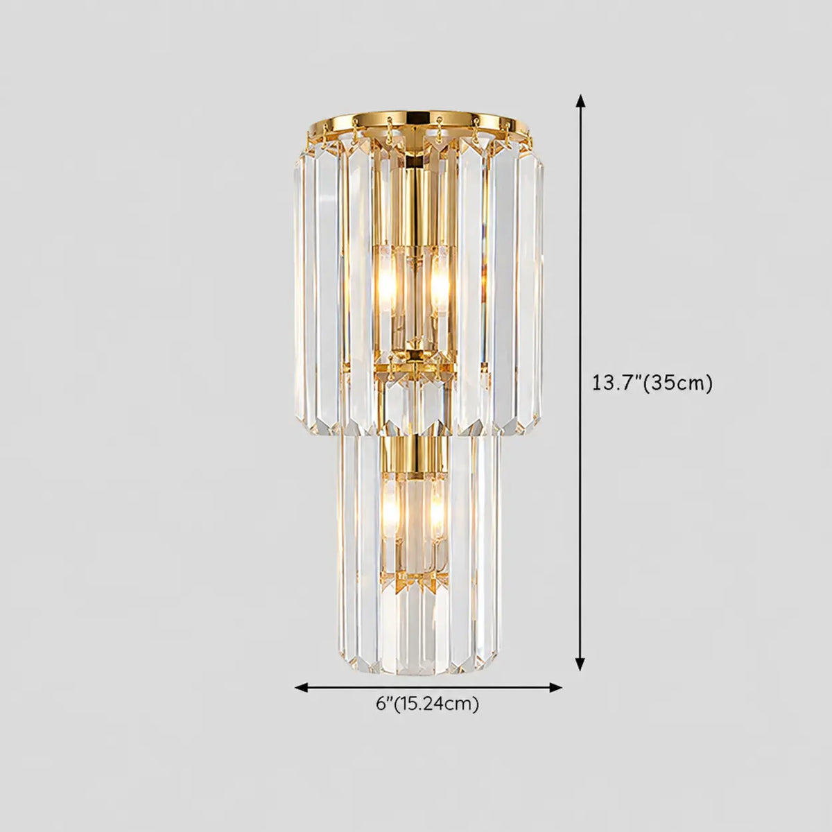 Grand Multi-Tier Design Crystal Gold Wall Sconce 