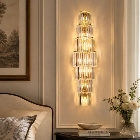 Grand Multi-Tier Design Crystal Gold Wall Sconce Image - 1