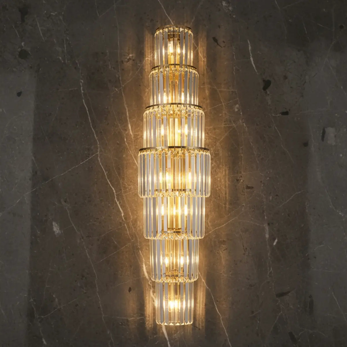 Grand Multi-Tier Design Crystal Gold Wall Sconce Image - 5