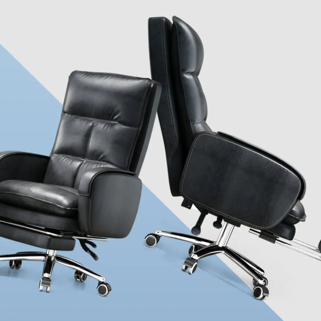Gray Adjustable Ergonomic Leather Executive Office Chair Image - 10