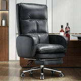 Gray Adjustable Ergonomic Leather Executive Office Chair Image - 5