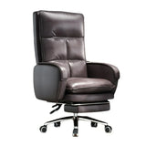 Gray Adjustable Ergonomic Leather Executive Office Chair Image - 7