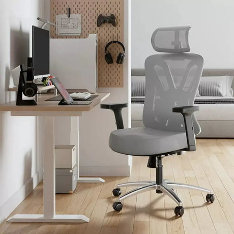 Gray Adjustable Lumbar Ergonomic Mesh Office Chair Image - 1