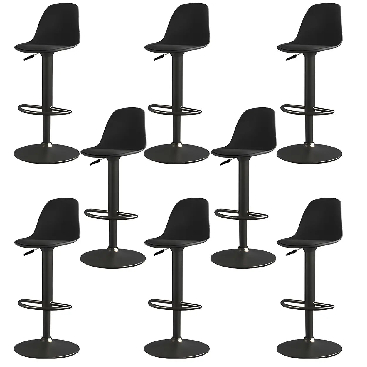 Gray Adjustable Swivel Leather Bar Stool with Footrest Image - 50