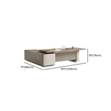 Gray Base Long L-Shaped Brown Wooden Executive Desk Image - 12