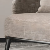 Gray-Black Coarse Linen Curved Back Pillow Accent Chair Image - 11