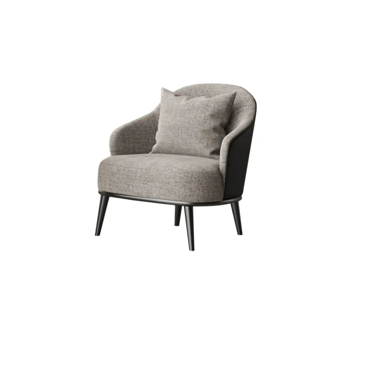 Gray-Black Coarse Linen Curved Back Pillow Accent Chair Image - 2