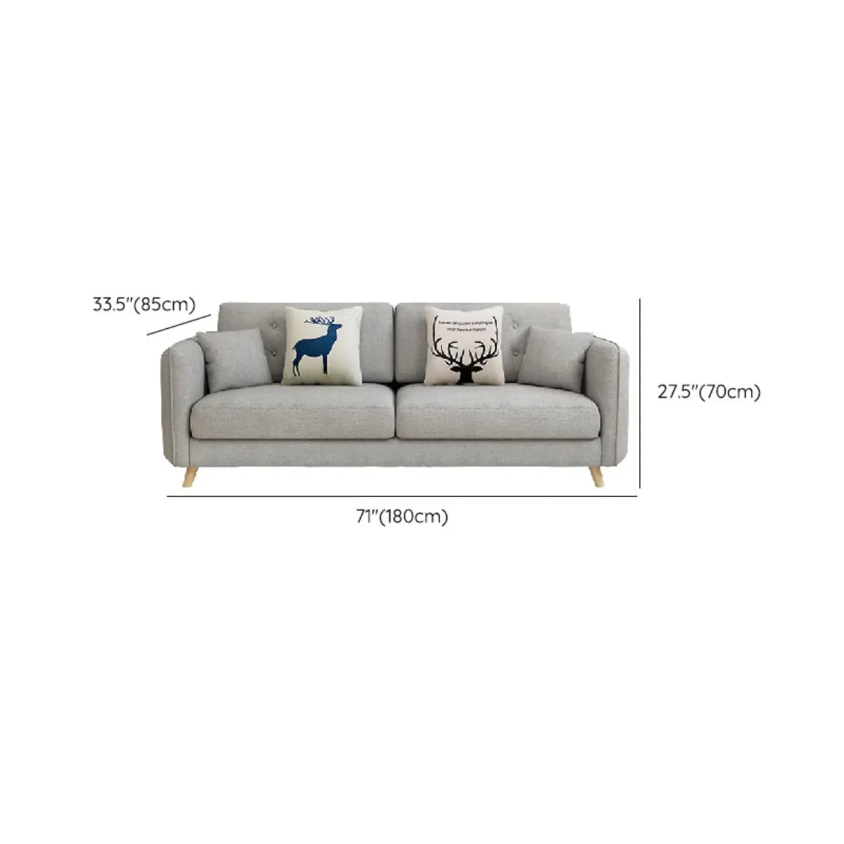 Gray Cotton Linen Square Arm Tufted Back Loveseat Image - 11