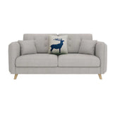 Gray Cotton Linen Square Arm Tufted Back Loveseat Image - 5
