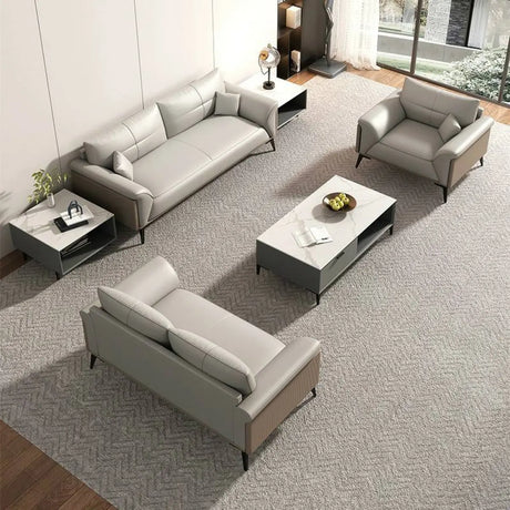 Gray Faux Leather Reception Sofa Seating Group with Leg Image - 1