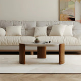 Gray Hexagon Travertine Coffee Table with Black Leg Image - 5