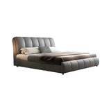 Gray King Upholstered Leather Bed Frame with Headboard Image - 5