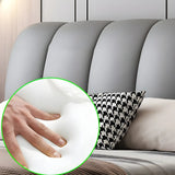 Gray King Upholstered Leather Bed Frame with Headboard Image - 7