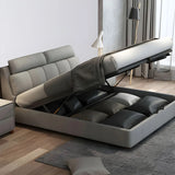 Gray King Upholstered Wood Storage Bed with Headboard Image - 4
