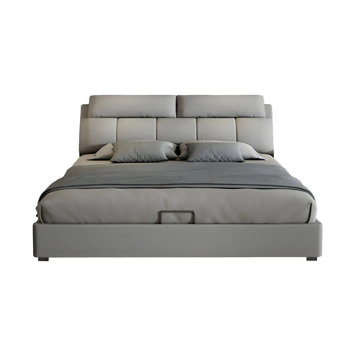 Gray King Upholstered Wood Storage Bed with Headboard Image - 5