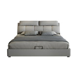Gray King Upholstered Wood Storage Bed with Headboard Image - 5