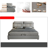 Gray King Upholstered Wood Storage Bed with Headboard Image - 9