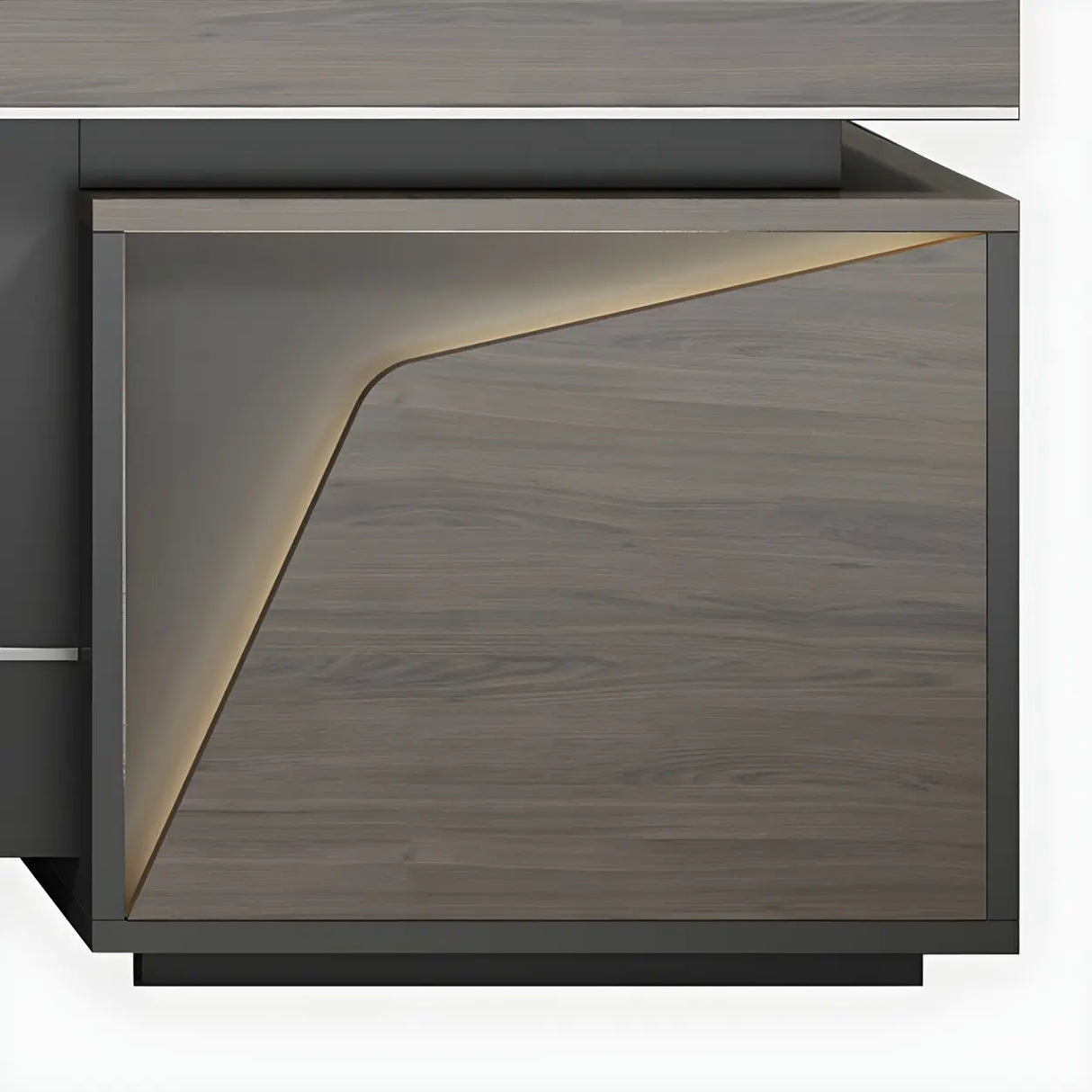 Gray L-Shape Manufactured Wood Storage Executive Desk Image - 7