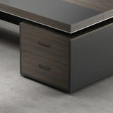 Gray L-Shape Manufactured Wood Storage Executive Desk Image - 8