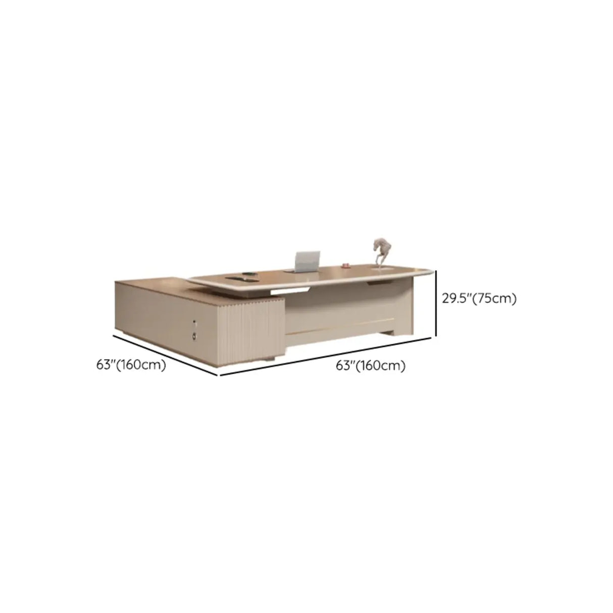 Gray L-Shape Wood Computer Desk with Cabinet and Shelf 