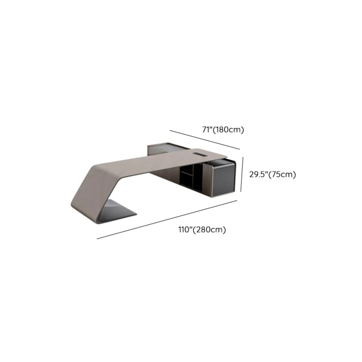 Gray L-Shaped Long Wooden Desk with Shelves and Drawers Image - 15
