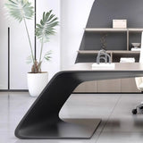 Gray L-Shaped Long Wooden Desk with Shelves and Drawers Image - 9