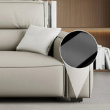 Gray Leather Square Arm Biscuit Back Reclining Sleeper Image - 13