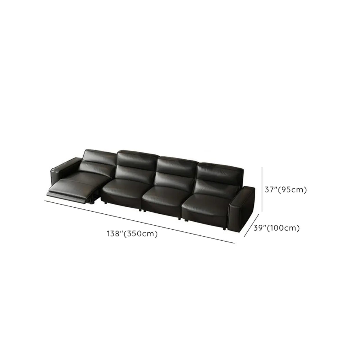 Gray Leather Square Arm Biscuit Back Reclining Sleeper Image - 17