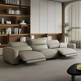 Gray Leather Square Arm Biscuit Back Reclining Sleeper Image - 4
