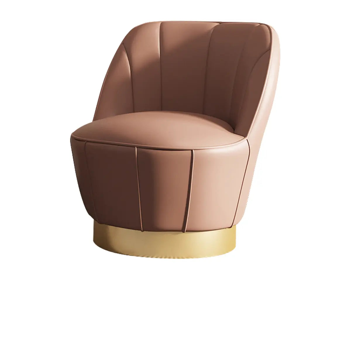 Gray Leather Striped Curved Back Swivel Accent Chair Image - 12