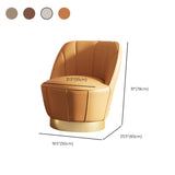 Gray Leather Striped Curved Back Swivel Accent Chair Image - 14