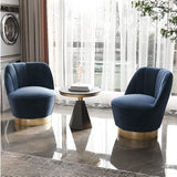 Gray Leather Striped Curved Back Swivel Accent Chair Image - 4