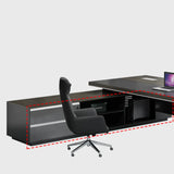 Gray Long Deep Wooden Desk with Drawers and Shelves Image - 6