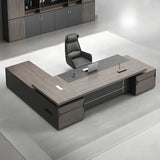 Gray Long Length Executive Desk with Cable Management Image - 3