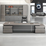Gray Long Length Executive Desk with Cable Management Image - 4