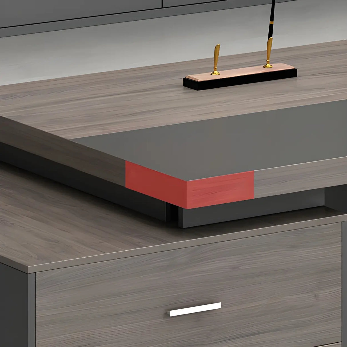 Gray Long Length Executive Desk with Cable Management Image - 6