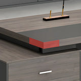 Gray Long Length Executive Desk with Cable Management Image - 6