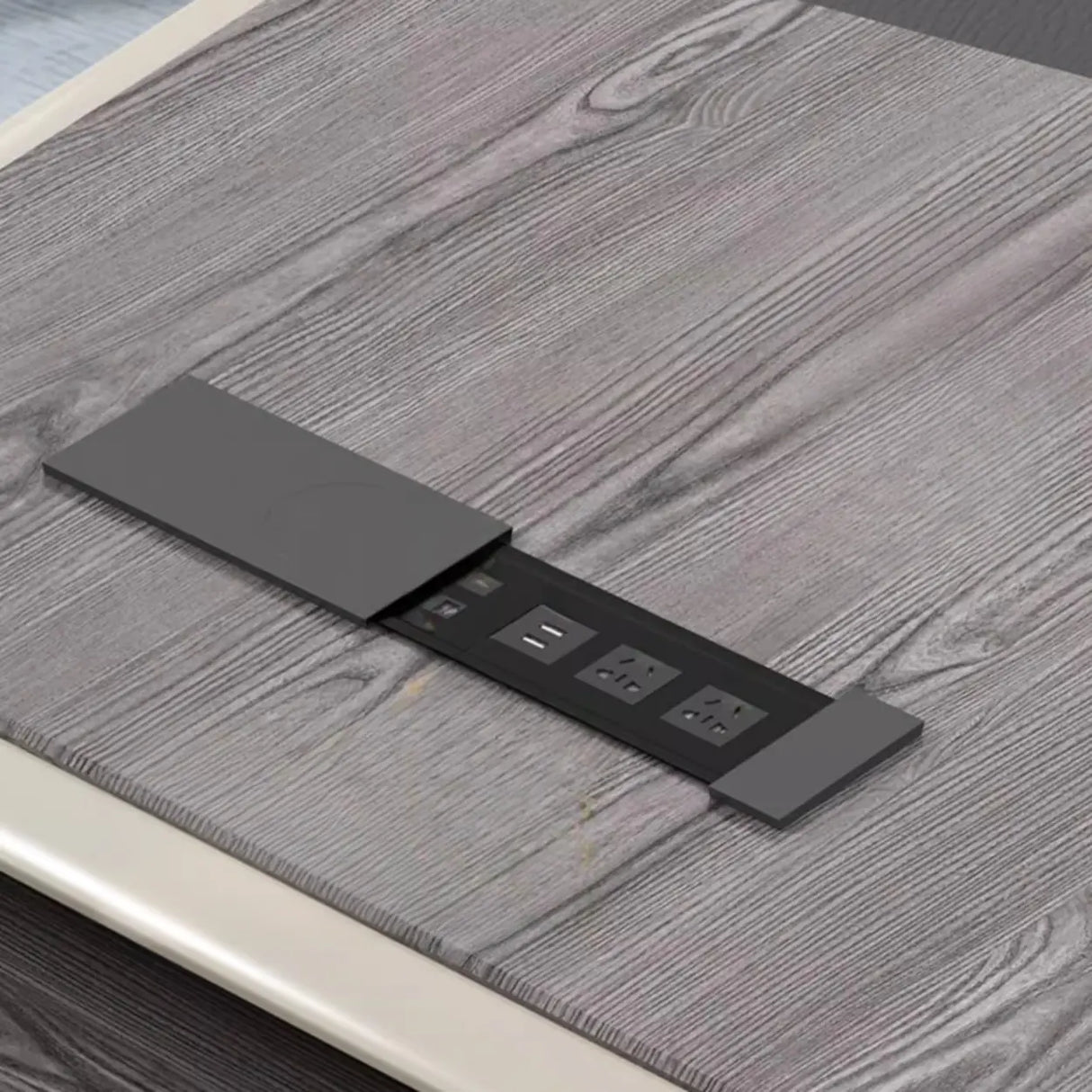 Gray Long Wood L-Shaped Desk with Shelves and Cabinets Image - 10