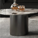 Gray Marble Triangle Stainless Steel Base Coffee Table Image - 11