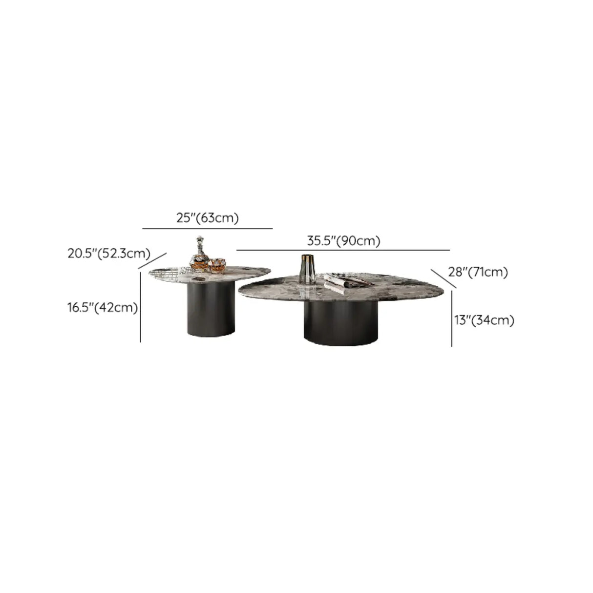 Gray Marble Triangle Stainless Steel Base Coffee Table Image - 14
