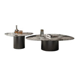 Gray Marble Triangle Stainless Steel Base Coffee Table Image - 5
