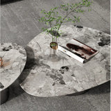 Gray Marble Triangle Stainless Steel Base Coffee Table Image - 8