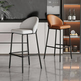 Gray Metal Four Legs Bucket Fabric Bistro Bar Stool Image - 3