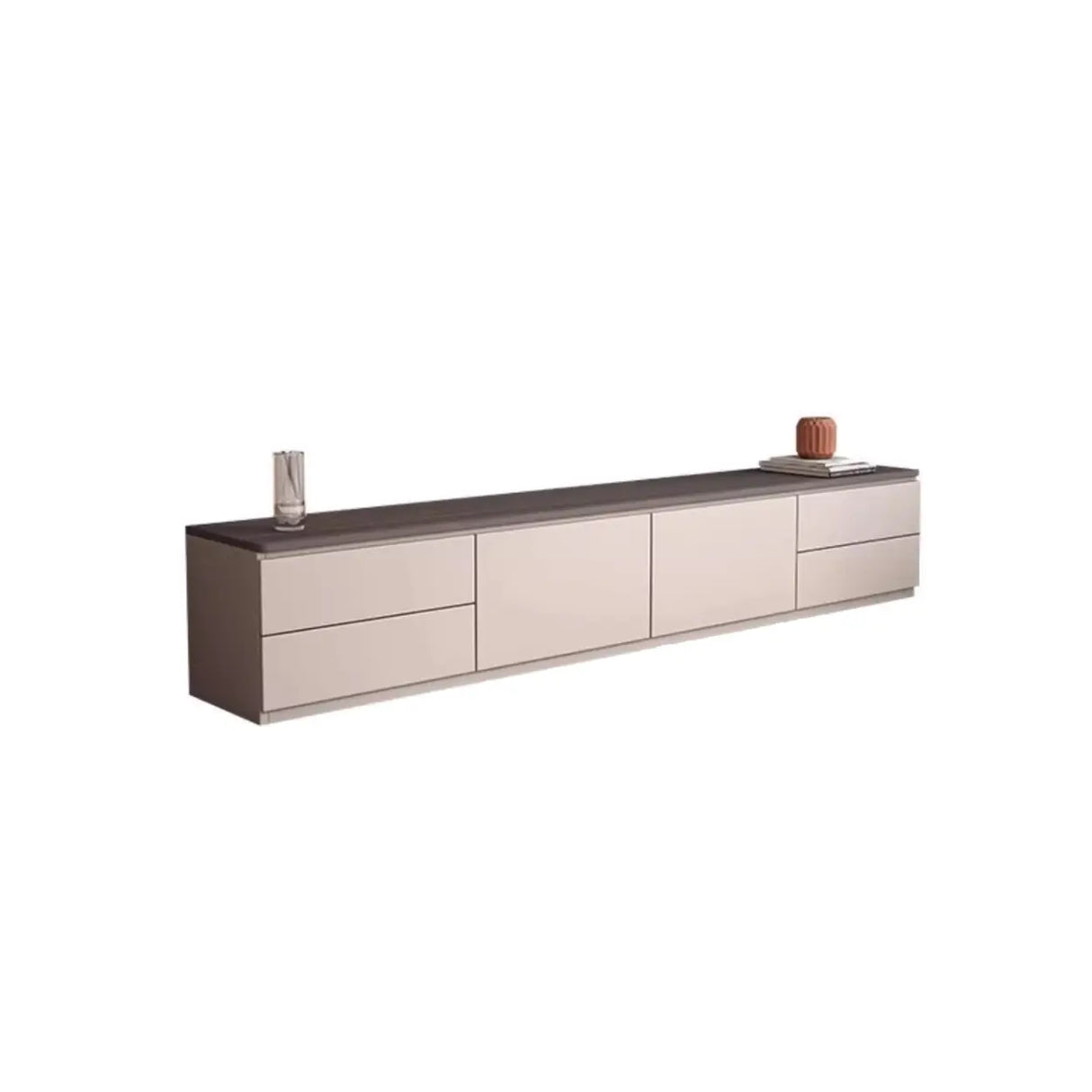 Gray Oak Wooden Rectangular TV Stand with Storage Image - 10