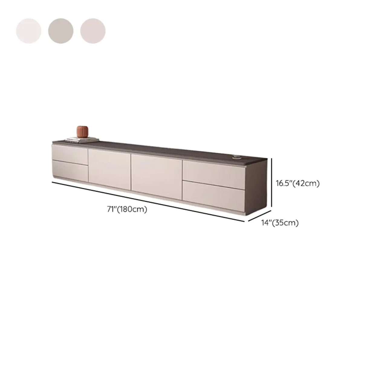 Gray Oak Wooden Rectangular TV Stand with Storage Image - 19