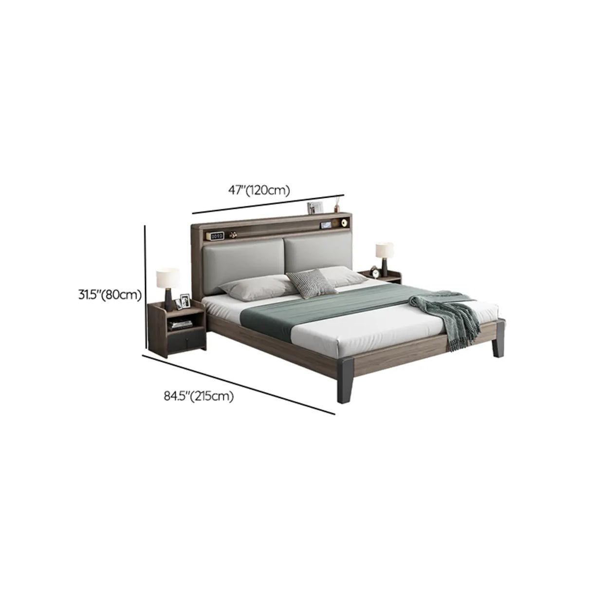 Gray Queen Platform Wood Storage Bed with Mattress Image - 12